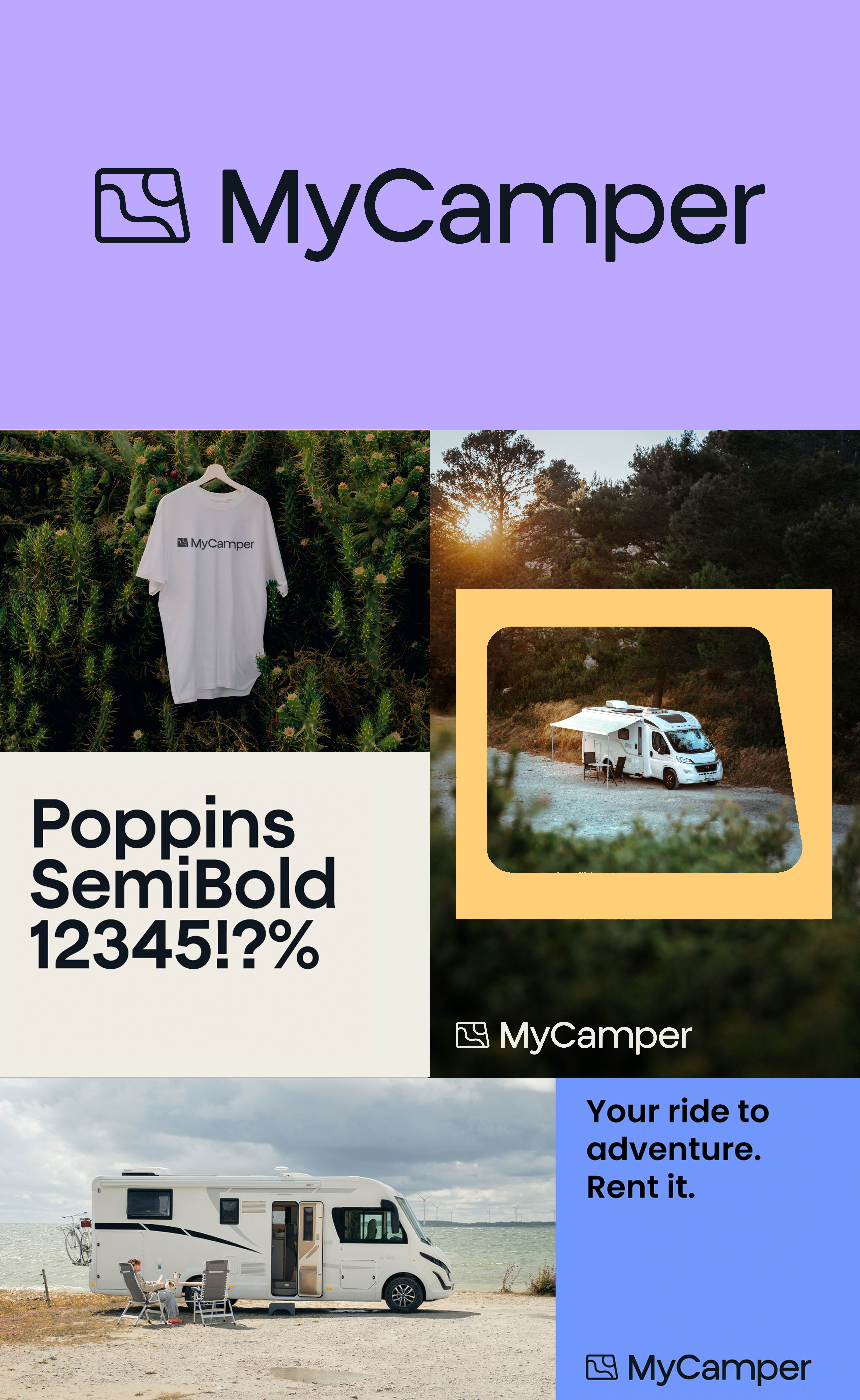 The new brand identity of MyCamper is folksy, warm and reliable.