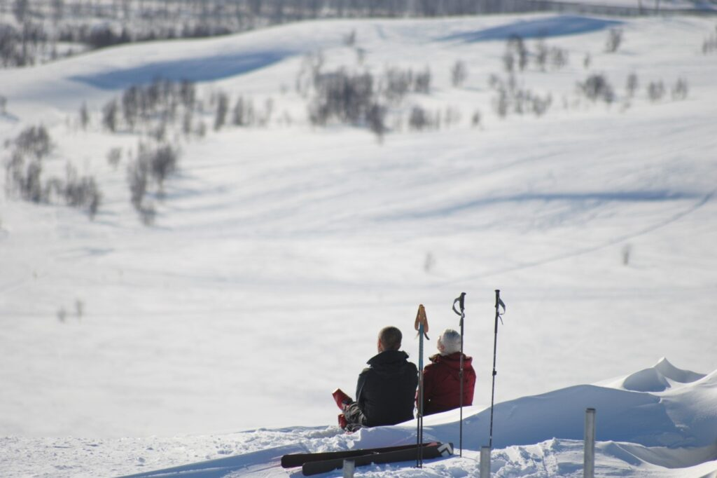 Eine Pause während der Skitour (vielleicht für eine 